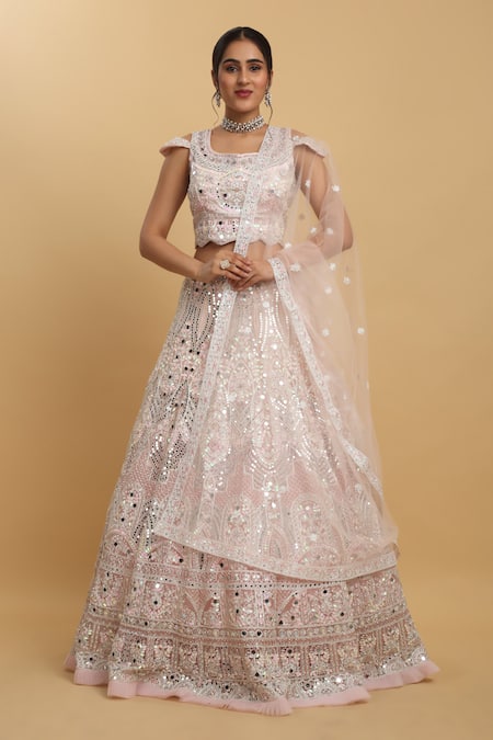 Aham-Vayam Shahi Mirror Embroidered Lehenga Set 