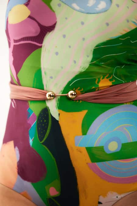 Buy_Tizzi_Multi Color Polyamide, Lycra Bandeau Neck Aethaer Printed Swimsuit_Online_at_Aza_Fashions