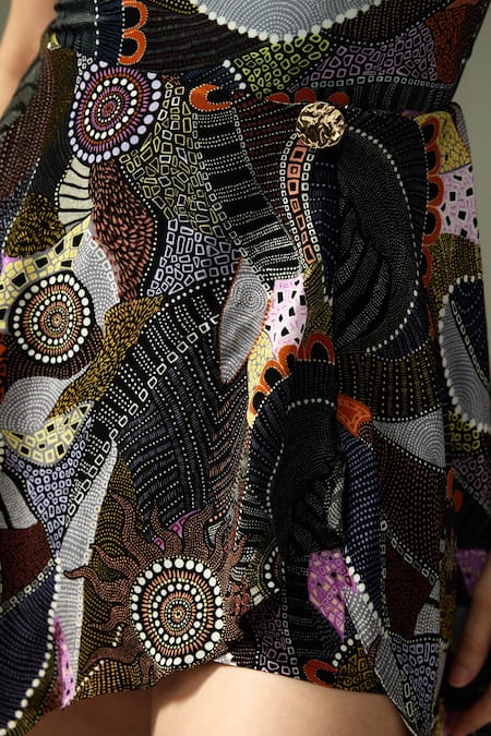 Buy_Tizzi_Multi Color Crepe Tetra Abstract Print Skirt_Online_at_Aza_Fashions