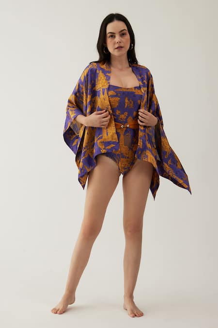 Tizzi Tragona Palace Print Short Kaftan 