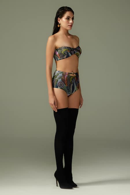 Tizzi Multi Color Polyamide Off-shoulder Edifice Artsy Print Bikini Set Online at Aza Fashions Tizzi_Multi Color Polyamide Off-shoulder Edifice Artsy Print Bikini Set_Online_at_Aza_Fashions