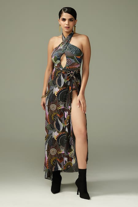 Tizzi Ophelia Print Halter Neck Monokini 