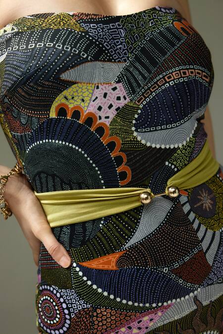 Buy Tizzi Multi Color Polyamide Off-shoulder Aethaer Flora Art Print Monokini With Belt Online at Aza Fashions Buy_Tizzi_Multi Color Polyamide Off-shoulder Aethaer Flora Art Print Monokini With Belt_Online_at_Aza_Fashions