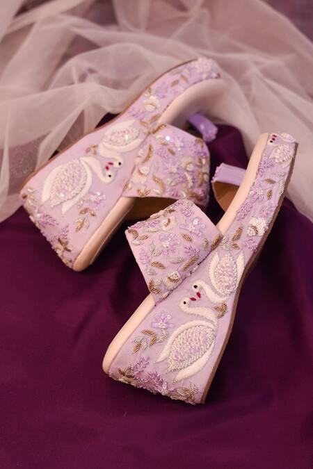Around Always Zardozi Embroidered Lavender Wedges 