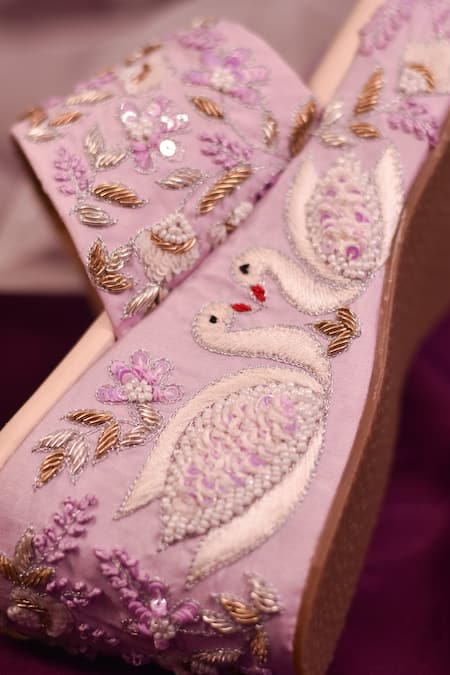 Buy Around Always Purple Sequins, Zari, Beads Zardozi Embroidered Lavender Wedges Online at Aza Fashions Buy_Around Always_Purple Sequins, Zari, Beads Zardozi Embroidered Lavender Wedges _Online_at_Aza_Fashions