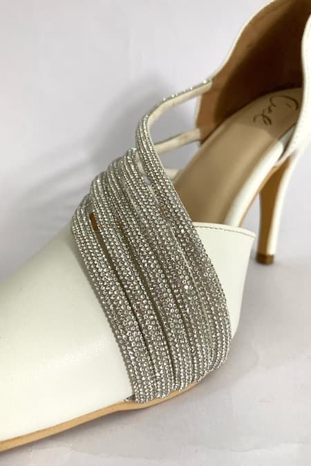 Buy_Ciel_White Rhinestones Sia Studded Strap Heels _Online_at_Aza_Fashions