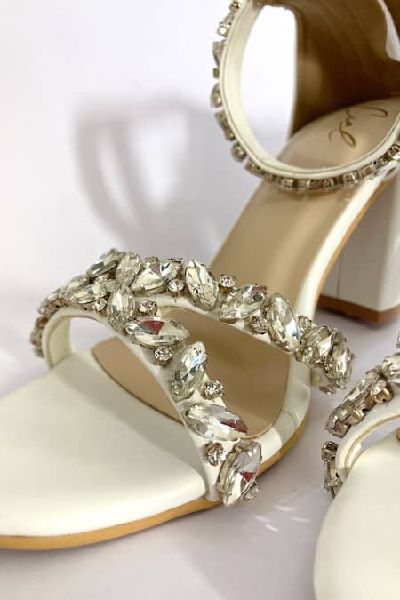 Ciel_White Crystals, Rhinestones Tiffany Embellished Heels _Online_at_Aza_Fashions