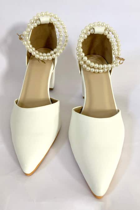 Ciel Pearlo Embellished Strap Block Heels 