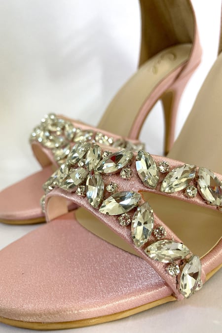 Ciel_Pink Crystals Alessia Swarovski Embellished Block Heels _Online_at_Aza_Fashions