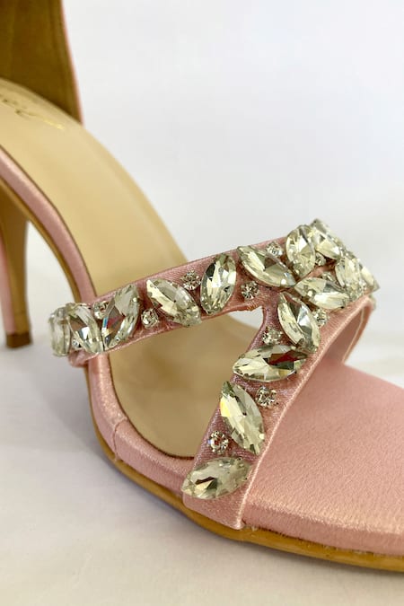 Shop_Ciel_Pink Crystals Alessia Swarovski Embellished Block Heels _Online_at_Aza_Fashions