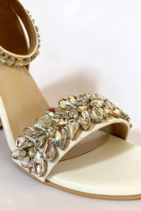 Ciel_White Crystals Zircon Embellished Heels _Online_at_Aza_Fashions