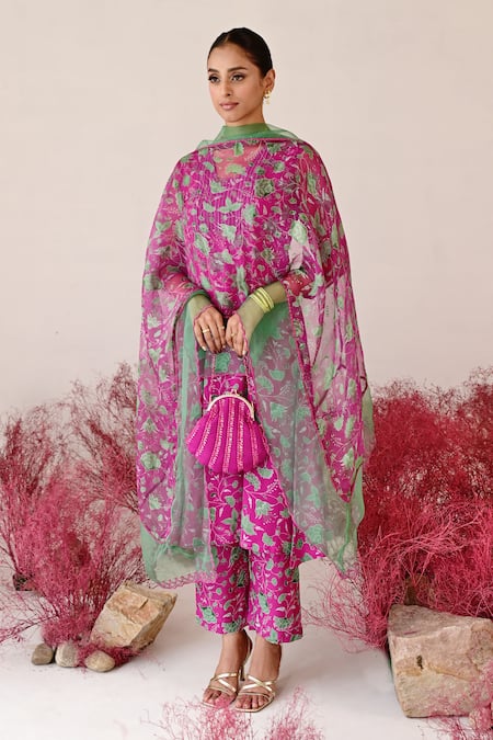 Baise Gaba Leela Floral Embroidered A-Line Kurta Set 