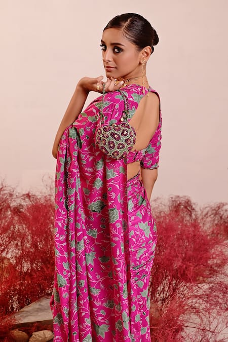 Baise Gaba Florina Floral Embroidered Saree With Blouse 