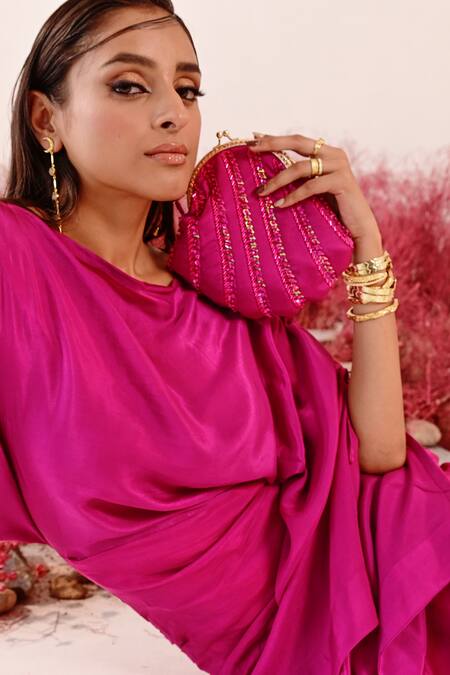 Shop Baise Gaba Magenta Beads Sufi Embellished Potli Bag Online at Aza Fashions Shop_Baise Gaba_Magenta Beads Sufi Embellished Potli Bag _Online_at_Aza_Fashions