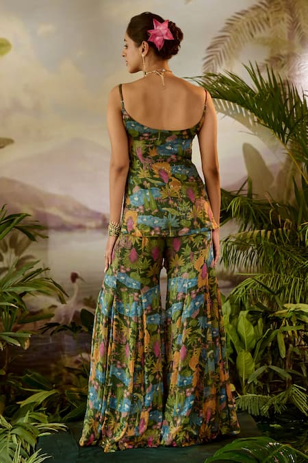 Baise Gaba Kauravi Pond Print Top & Sharara Set 