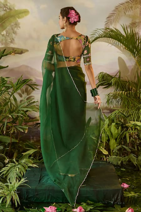 Baise Gaba Taru Saree & Printed Blouse Set 