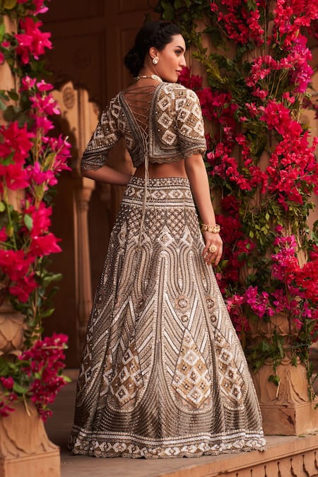 Reeti Arneja Mukaish & Salli Embroidered Bridal Lehenga Set 