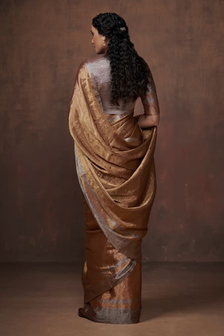 Dressfolk Handwoven Tissue Saree with Running Blouse 