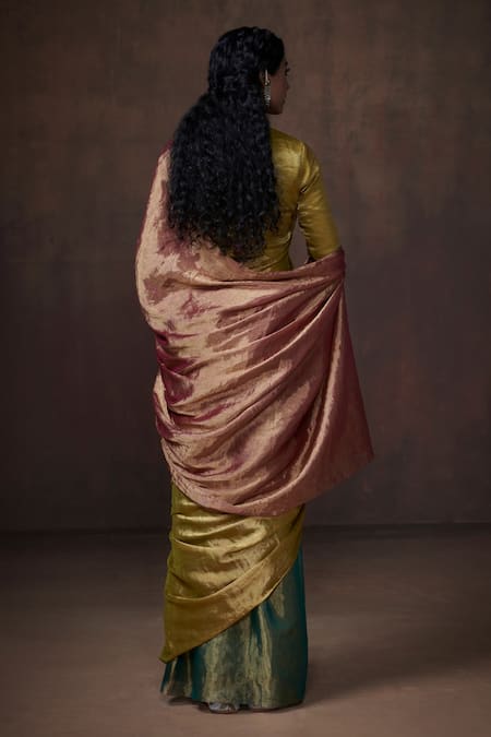 Shop_Dressfolk_Multi Color Tissue Zari Gradient Saree _at_Aza_Fashions
