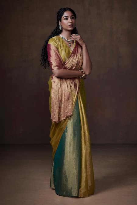 Buy_Dressfolk_Multi Color Tissue Zari Gradient Saree _Online_at_Aza_Fashions