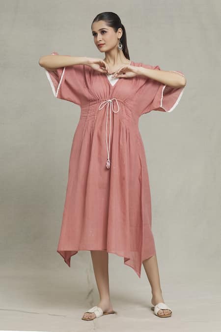 Buy Naintara Bajaj Pink Jacquard V-neck Mia Floral Placement Woven Dress Online at Aza Fashions Buy_Naintara Bajaj_Pink Jacquard V-neck Mia Floral Placement Woven Dress _Online_at_Aza_Fashions