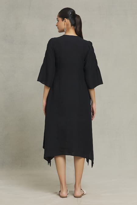 Naintara Bajaj Olivia Linen Placement Printed Dress 