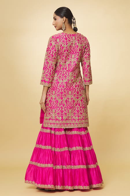 Priyaa Zari Embroidered Kurta Sharara Set 