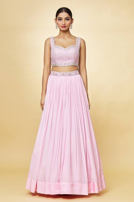 Priyaa Pink Georgette Embroidery, Zari Sweetheart Neck Hand Cape Lehenga Set Online at Aza Fashions Priyaa_Pink Georgette Embroidery, Zari Sweetheart Neck Hand Cape Lehenga Set _Online_at_Aza_Fashions