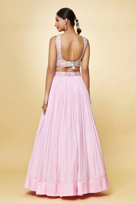 Buy Priyaa Pink Georgette Embroidery, Zari Sweetheart Neck Hand Cape Lehenga Set Online at Aza Fashions Buy_Priyaa_Pink Georgette Embroidery, Zari Sweetheart Neck Hand Cape Lehenga Set _Online_at_Aza_Fashions