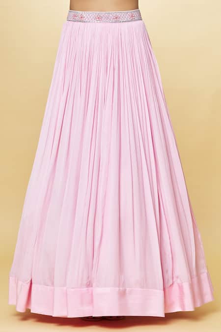 Shop Priyaa Pink Georgette Embroidery, Zari Sweetheart Neck Hand Cape Lehenga Set Shop_Priyaa_Pink Georgette Embroidery, Zari Sweetheart Neck Hand Cape Lehenga Set