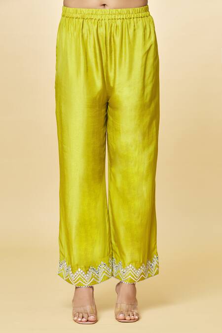 Priyaa_Yellow Georgette Mirrors, Embroidery Asymmetric Anarkali Set _at_Aza_Fashions