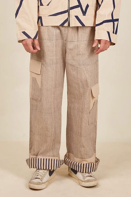 Buy_Banana Labs_Beige Cotton Crossroads Printed Jacket And Pant Set _Online_at_Aza_Fashions