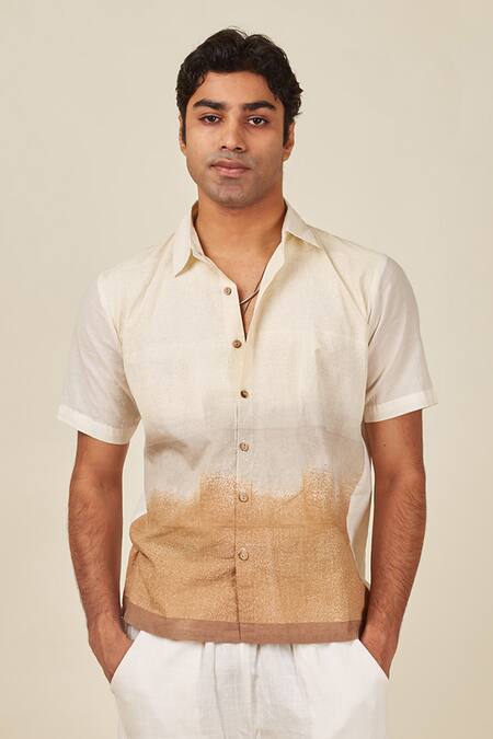 Shop Banana Labs White Linen Embroidery Murk Printed Shirt And Pant Set Online at Aza Fashions Shop_Banana Labs_White Linen Embroidery Murk Printed Shirt And Pant Set _Online_at_Aza_Fashions