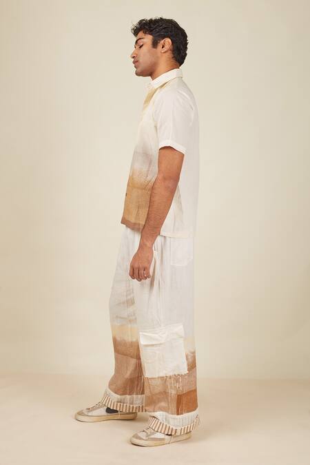 Banana Labs White Linen Embroidery Murk Printed Shirt And Pant Set at Aza Fashions Banana Labs_White Linen Embroidery Murk Printed Shirt And Pant Set _at_Aza_Fashions
