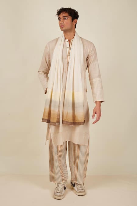 Shop Banana Labs Brown Cotton Embroidery Sparkler Hand Block Print Kurta Set at Aza Fashions Shop_Banana Labs_Brown Cotton Embroidery Sparkler Hand Block Print Kurta Set _at_Aza_Fashions