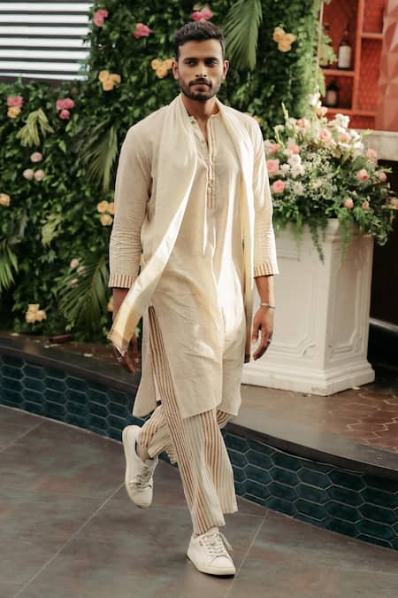 Shop Banana Labs Brown Cotton Embroidery Sparkler Hand Block Print Kurta Set Online at Aza Fashions Shop_Banana Labs_Brown Cotton Embroidery Sparkler Hand Block Print Kurta Set _Online_at_Aza_Fashions