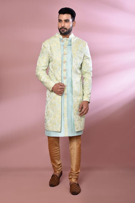 Arihant Rai Sinha Floral Woven Pattern Nawabi Jacket Kurta Set 