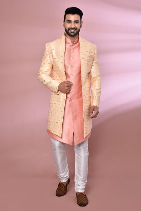 Arihant Rai Sinha Geometric Pattern Jacket With Kurta Set 