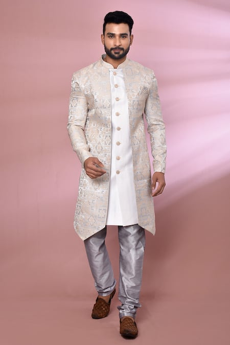 Arihant Rai Sinha Floral Pattern Jacket Kurta & Churidar Set 