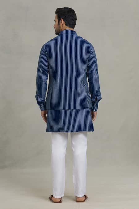 Spring Break Stripe Pattern Bundi & Kurta Set 