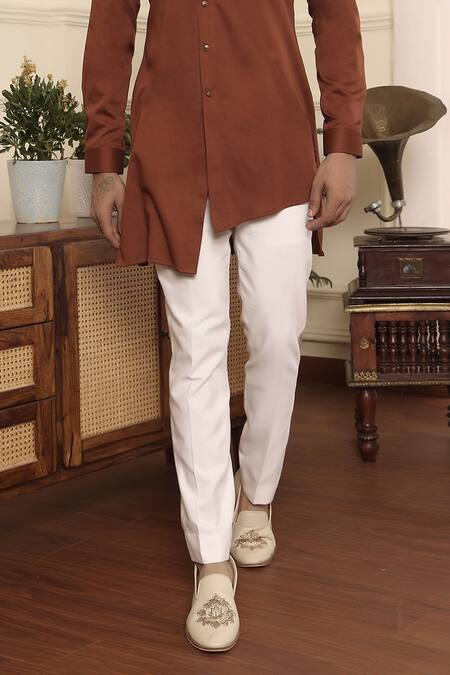 Kustomeyes Brown Cotton Asymmetric Kurta Set Online at Aza Fashions Kustomeyes_Brown Cotton Asymmetric Kurta Set _Online_at_Aza_Fashions