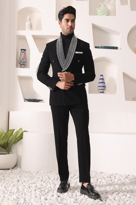 Kustomeyes Bead Collar Embroidered Tuxedo Set 