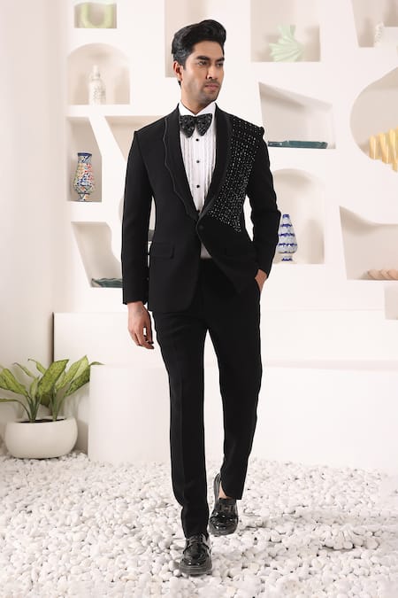 Kustomeyes Cutdana Placement Embroidered Tuxedo Set 