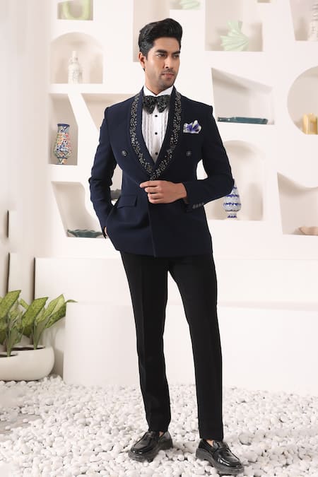 Kustomeyes Cutdana Collar Embroidered Tuxedo Set 