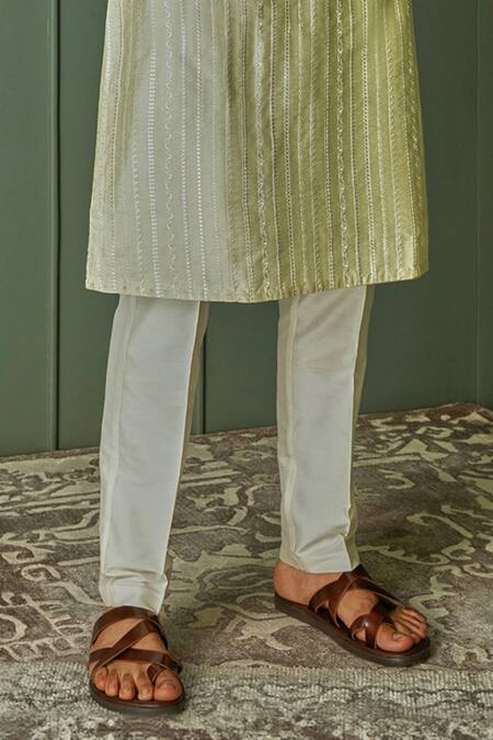 Asuka Green Tussar Silk Embroidered Resham Work Kurta Set Online at Aza Fashions Asuka_Green Tussar Silk Embroidered Resham Work Kurta Set _Online_at_Aza_Fashions