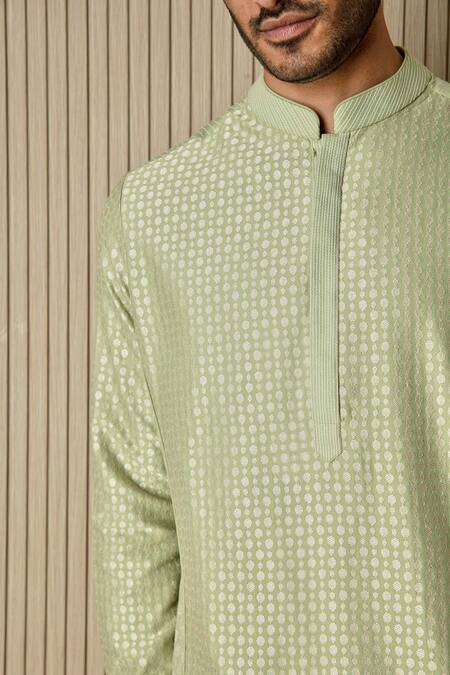 Shop Asuka Green Embroidered Resham Work Striped Kurta Set Online at Aza Fashions Shop_Asuka_Green Embroidered Resham Work Striped Kurta Set _Online_at_Aza_Fashions