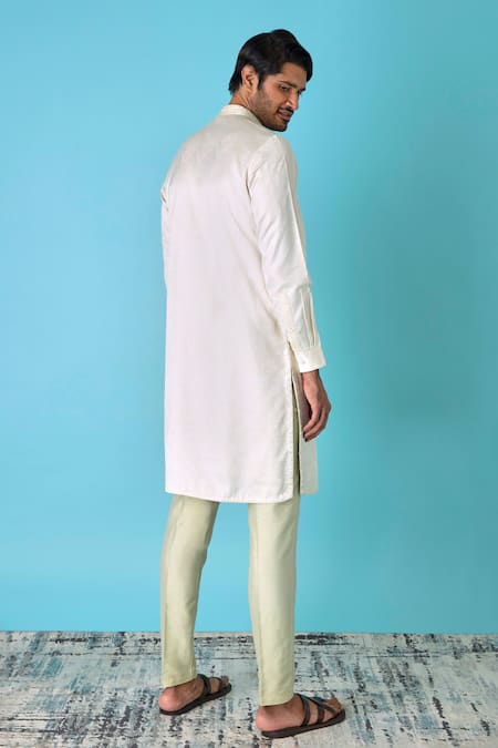 Shop Asuka Ivory Jacquard Silk Printed And Embroidered Vintage Yoke Kurta Set at Aza Fashions Shop_Asuka_Ivory Jacquard Silk Printed And Embroidered Vintage Yoke Kurta Set _at_Aza_Fashions