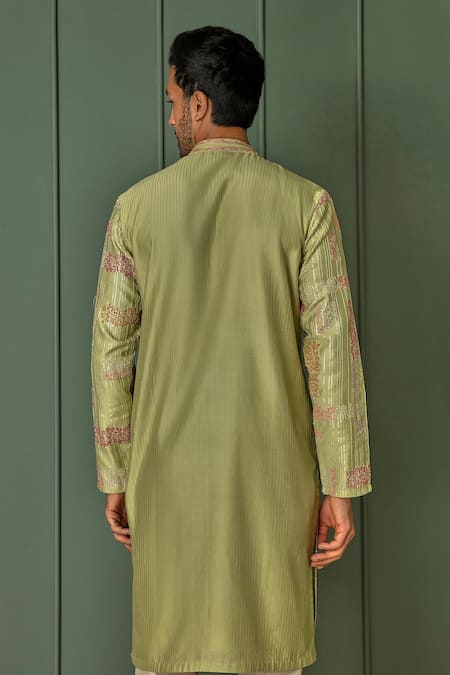 Shop Asuka Green Chanderi Silk Embroidered Sequin And Resham Work Geometric & Kurta Set at Aza Fashions Shop_Asuka_Green Chanderi Silk Embroidered Sequin And Resham Work Geometric & Kurta Set _at_Aza_Fashions