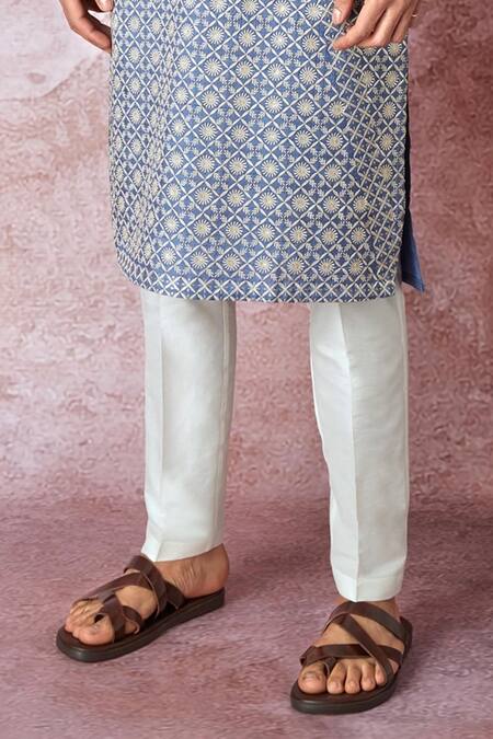 Asuka Blue Tussar Silk Embroidered Resham Mughal Jaal Kurta Set Online at Aza Fashions Asuka_Blue Tussar Silk Embroidered Resham Mughal Jaal Kurta Set _Online_at_Aza_Fashions