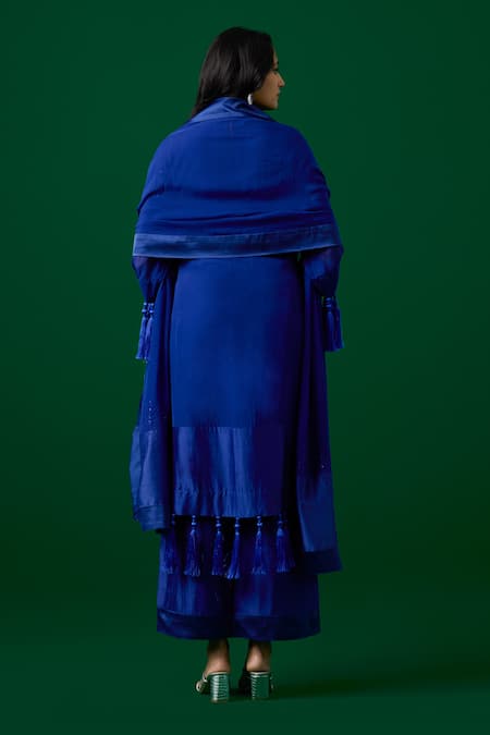 Meesa Crystal Embroidered Kurta Palazzo Set 